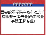 西安欧亚学院主攻什么方向有哪些王牌专业(西安欧亚学院王牌专业)