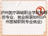 泸州医疗器械职业学院有哪些专业，就业前景如何(泸州医械职院专业就业)