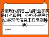 安徽现代信息工程职业学院是什么级别，公办还是民办(安徽现代信息工程级别性质)
