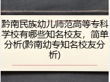 黔南民族幼儿师范高等专科学校有哪些知名校友，简单分析(黔南幼专知名校友分析)