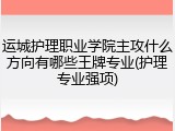 运城护理职业学院主攻什么方向有哪些王牌专业(护理专业强项)