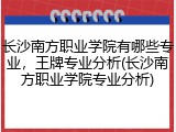 长沙南方职业学院有哪些专业，王牌专业分析(长沙南方职业学院专业分析)