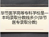 毕节医学高等专科学校是一本吗录取分数线多少(毕节医专录取分数)