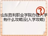 山东胜利职业学院办理入学有什么攻略没(入学攻略)