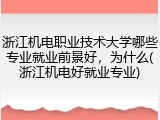 浙江机电职业技术大学哪些专业就业前景好，为什么(浙江机电好就业专业)