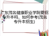 广东茂名健康职业学院要招专升本吗，如何参考(茂名专升本招生)