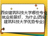 西安建筑科技大学哪些专业就业前景好，为什么(西安建筑科技大学优势专业)