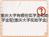 重庆大学有哪些奖学金和助学金呢(重庆大学奖助学金)