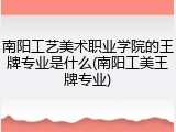 南阳工艺美术职业学院的王牌专业是什么(南阳工美王牌专业)