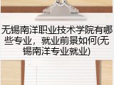 无锡南洋职业技术学院有哪些专业，就业前景如何(无锡南洋专业就业)