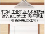 平顶山工业职业技术学院就读的真实感觉如何(平顶山工业职院就读体验)