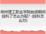 荆州理工职业学院就读期间挂科了怎么办呢？(挂科怎么办)
