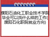 濮阳石油化工职业技术学院毕业可以找什么样的工作(濮阳石化职院就业方向)