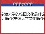 宁波大学的校园文化是什么，简介(宁波大学文化简介)