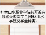 桂林山水职业学院共开设有哪些类型奖学金(桂林山水学院奖学金种类)