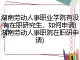 湖南劳动人事职业学院有没有在职研究生，如何申请(湖南劳动人事职院在职研申请)