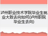 泸州职业技术学院毕业生就业大致去向如何(泸州职院毕业生去向)