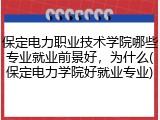 保定电力职业技术学院哪些专业就业前景好，为什么(保定电力学院好就业专业)