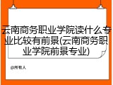 云南商务职业学院读什么专业比较有前景(云南商务职业学院前景专业)