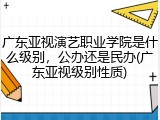 广东亚视演艺职业学院是什么级别，公办还是民办(广东亚视级别性质)