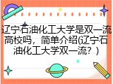 辽宁石油化工大学是双一流高校吗，简单介绍(辽宁石油化工大学双一流？)
