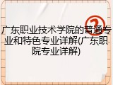 广东职业技术学院的普通专业和特色专业详解(广东职院专业详解)