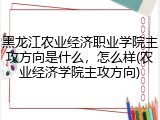 黑龙江农业经济职业学院主攻方向是什么，怎么样(农业经济学院主攻方向)