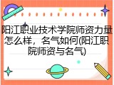 阳江职业技术学院师资力量怎么样，名气如何(阳江职院师资与名气)