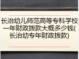 长治幼儿师范高等专科学校一年财政拨款大概多少钱(长治幼专年财政拨款)