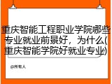 重庆智能工程职业学院哪些专业就业前景好，为什么(重庆智能学院好就业专业)