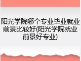 阳光学院哪个专业毕业就业前景比较好(阳光学院就业前景好专业)