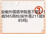 安徽外国语学院是不是211或985高校(安外是211或985吗)