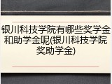 银川科技学院有哪些奖学金和助学金呢(银川科技学院奖助学金)