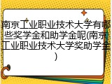 南京工业职业技术大学有哪些奖学金和助学金呢(南京工业职业技术大学奖助学金)