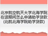 北京航空航天大学北海学院在读期间怎么申请助学贷款(北航北海学院助学贷款)