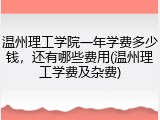 温州理工学院一年学费多少钱，还有哪些费用(温州理工学费及杂费)