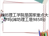 潍坊理工学院是国家重点大学吗(潍坊理工是985吗)