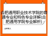 合肥通用职业技术学院的普通专业和特色专业详解(合肥通用学院专业解析)