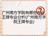 广州南方学院有哪些专业，王牌专业分析(广州南方学院王牌专业)