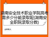 湖南安全技术职业学院高考需多少分能录取呢(湖南安全职院录取分数)