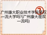 广州康大职业技术学院是双一流大学吗?(广州康大是双一流吗)