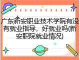 广东新安职业技术学院有没有就业指导，好就业吗(新安职院就业情况)