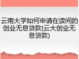 云南大学如何申请在读间的创业无息贷款(云大创业无息贷款)