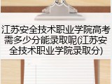 江苏安全技术职业学院高考需多少分能录取呢(江苏安全技术职业学院录取分)