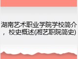 湖南艺术职业学院学校简介，校史概述(湘艺职院简史)