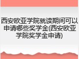 西安欧亚学院就读期间可以申请哪些奖学金(西安欧亚学院奖学金申请)