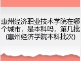 惠州经济职业技术学院在哪个城市，是本科吗，第几批(惠州经济学院本科批次)
