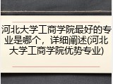 河北大学工商学院最好的专业是哪个，详细阐述(河北大学工商学院优势专业)