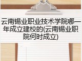 云南锡业职业技术学院哪一年成立建校的(云南锡业职院何时成立)