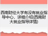 西南财经大学有没有就业指导中心，详细介绍(西南财大就业指导详情)